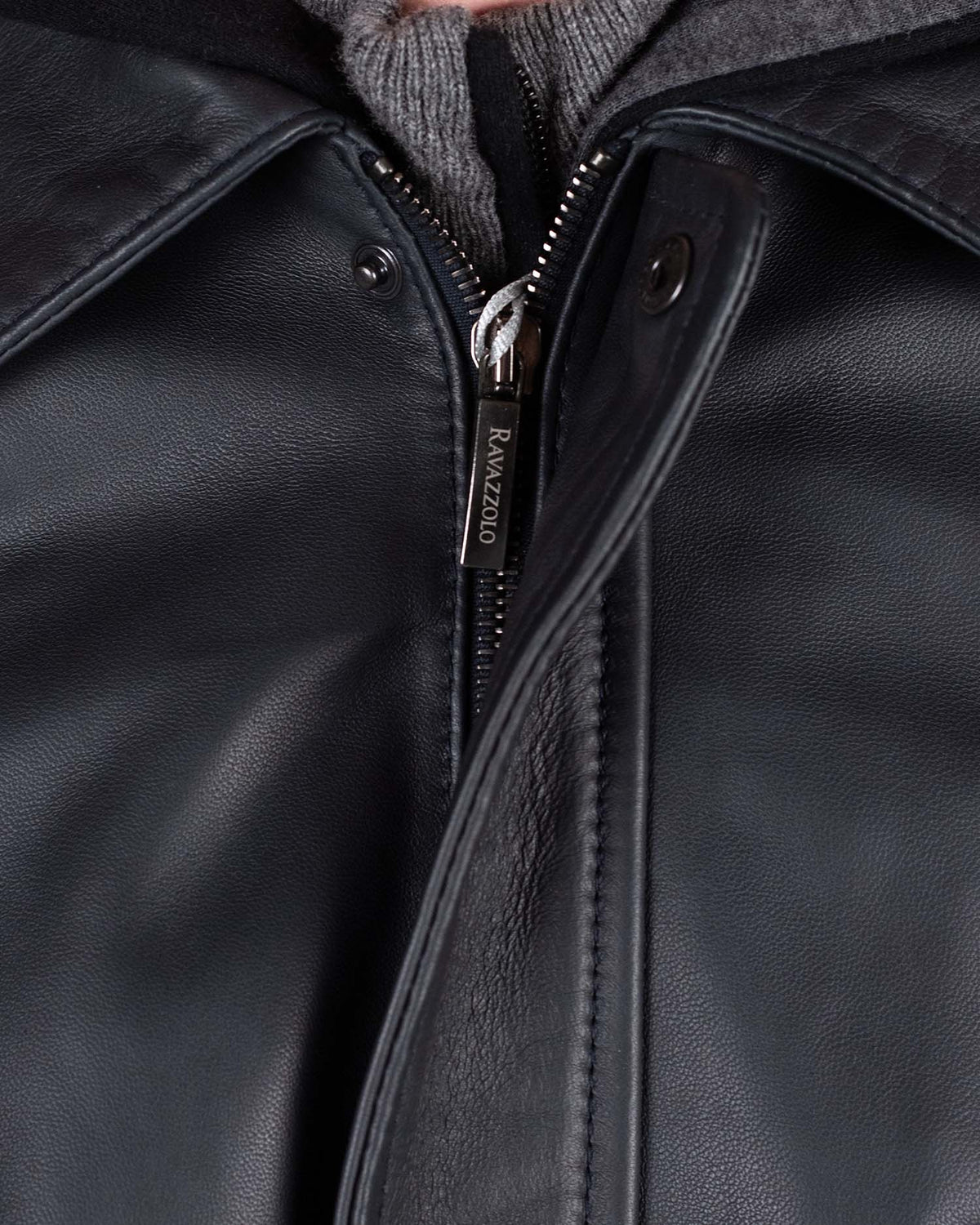 khakis brand navy leather blouson