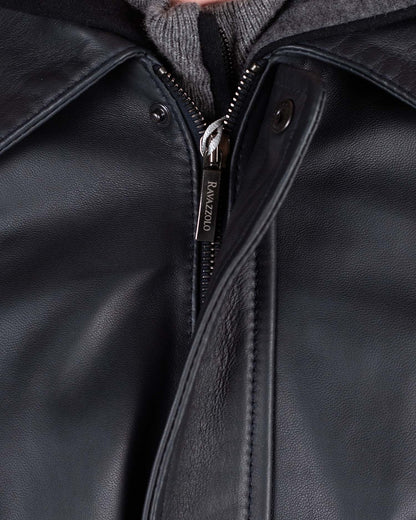 khakis brand navy leather blouson