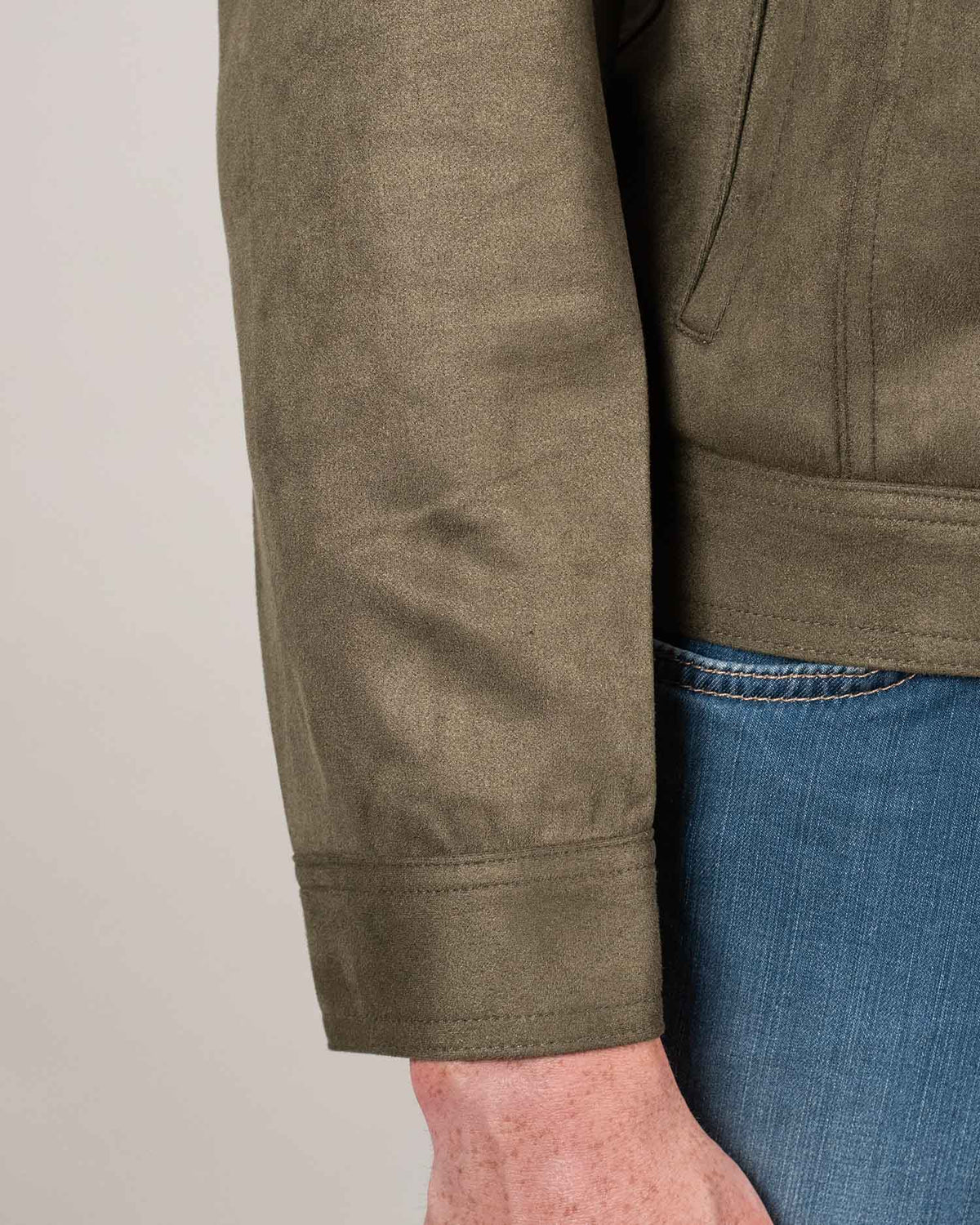 khakis brand micro suede trucker jacket