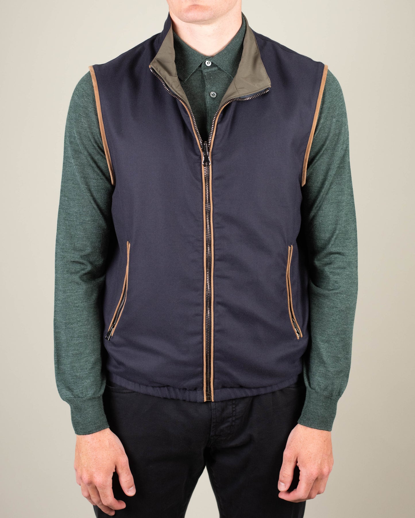 khakis brand LP cashmere blend rev vest