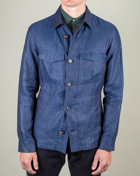 khakis brand ink blue linen overshirt