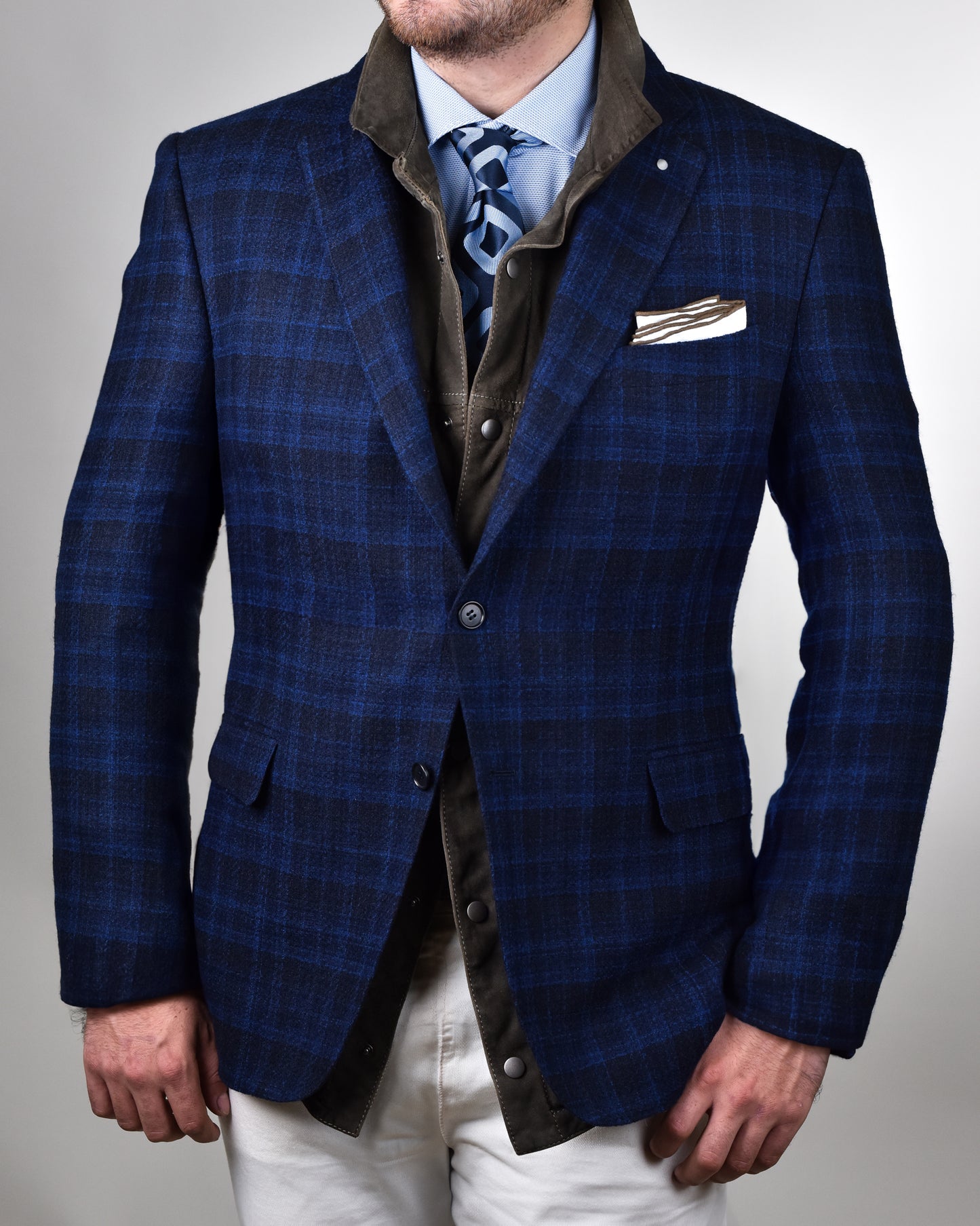 Canali  - Navy Blue Checked Sport Coat