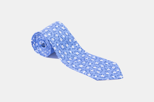 khakis of Carmel - silk blue tie with floral pattern