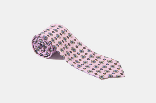 khakis of Carmel - silk pink tie with floral pattern