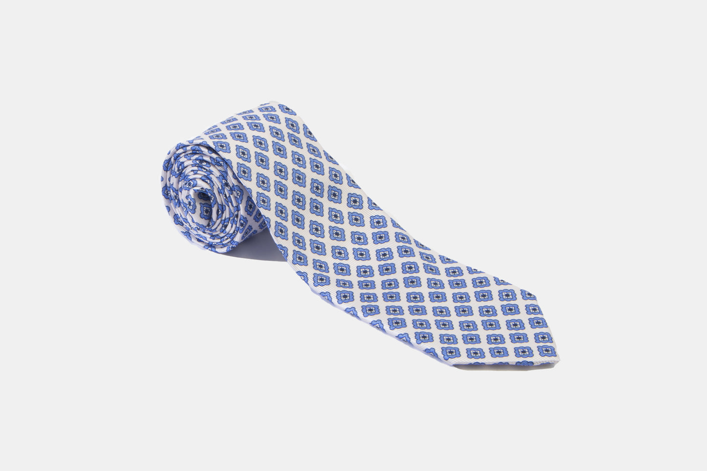 khakis of Carmel - silk white tie with floral pattern
